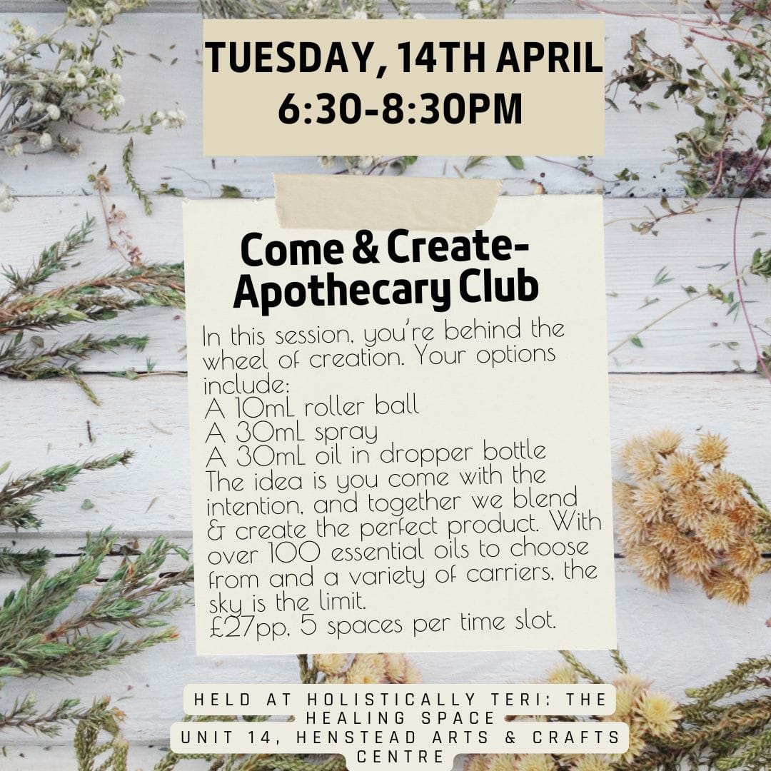 Apothecary Club- Come & Create- Tuesday 14th April- 6:30-8:30